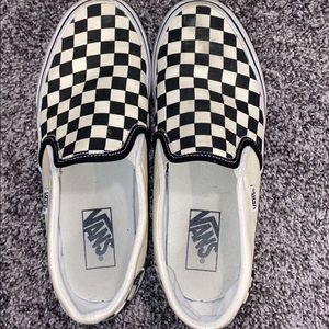 Black and white checkered slide on vans